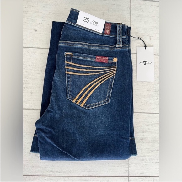 7 For All Mankind Dojo Original Jeans Trouser NWT Size 25 7FAMK Golden pockets - Picture 2 of 15
